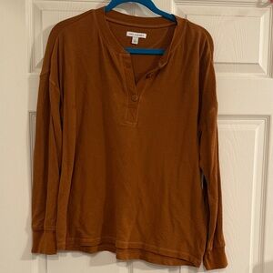 Free Assembly Long Sleeve Henley in Rust